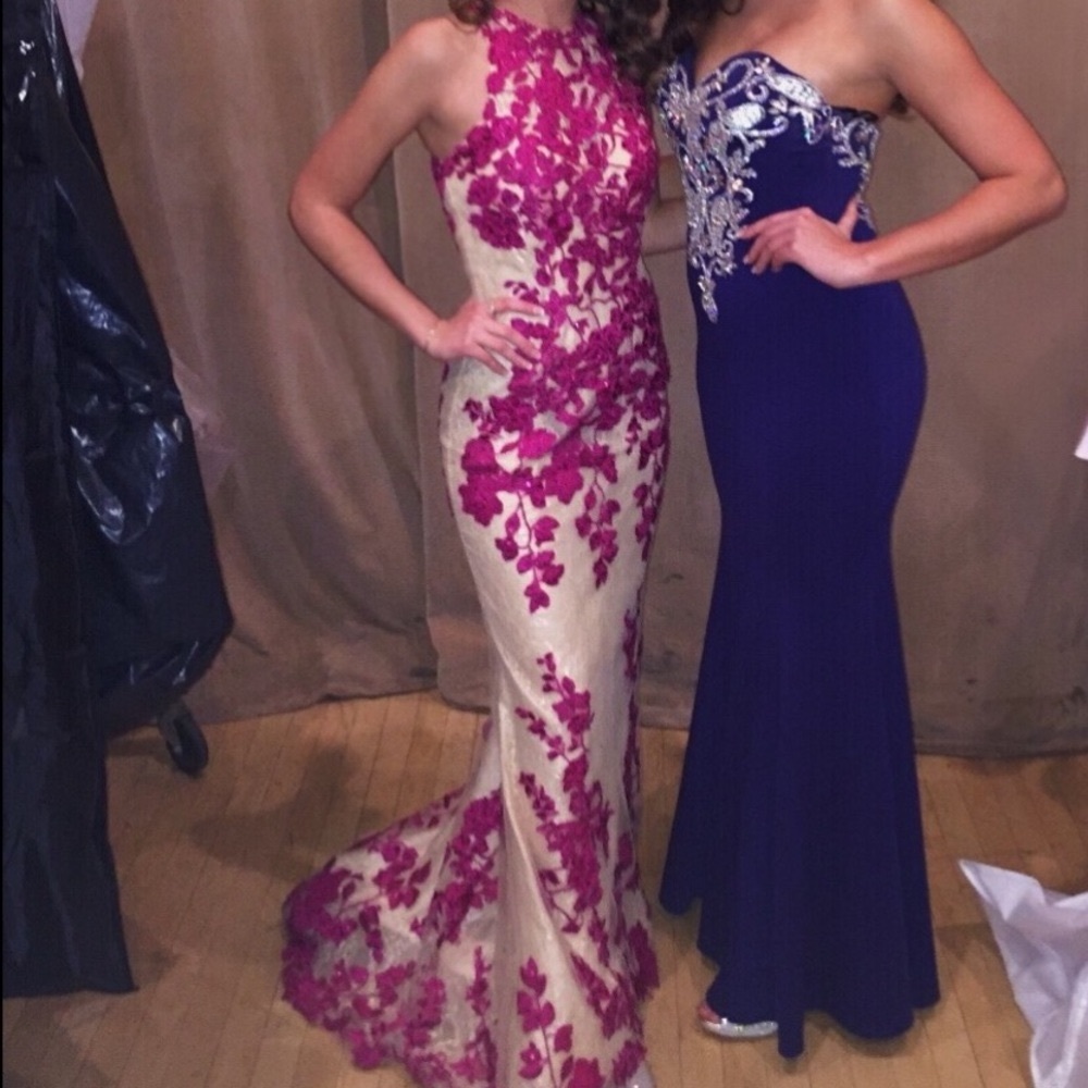 Pink Floral Terani Couture Gown